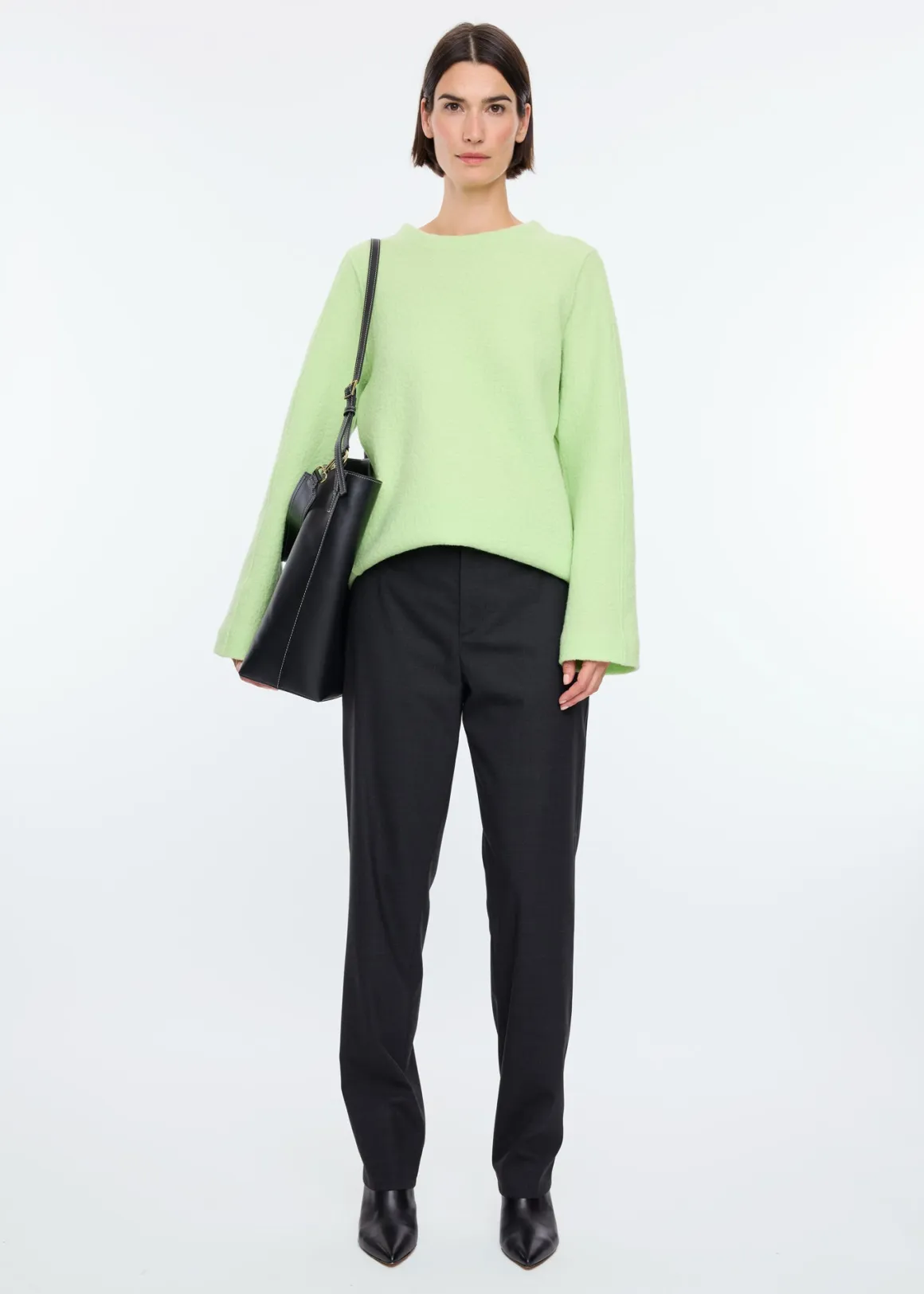 VANILIA Curl wool basic sweater Caterpillargreen Online