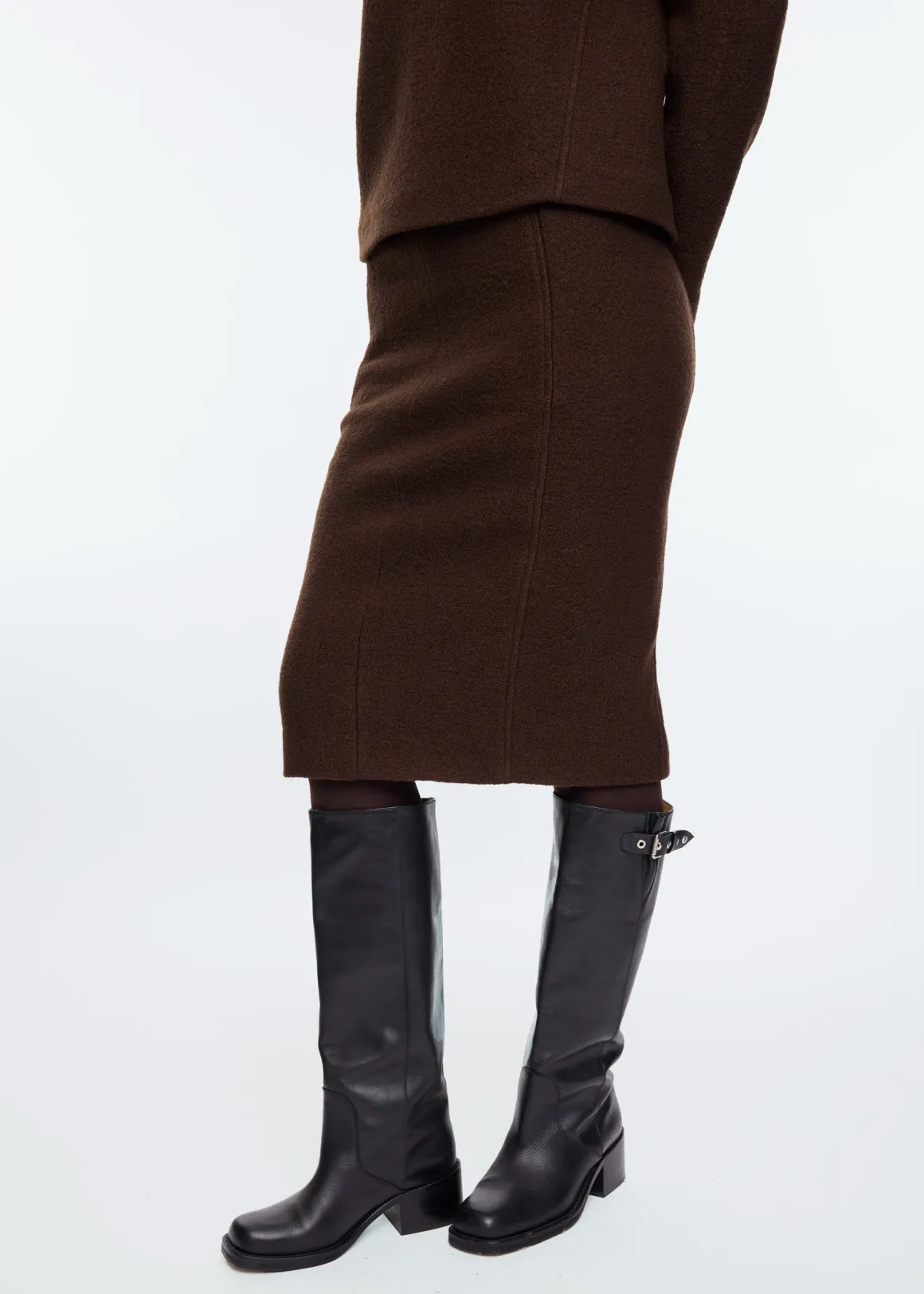 VANILIA Curl wool pencil skirt Turkishcoffee Online