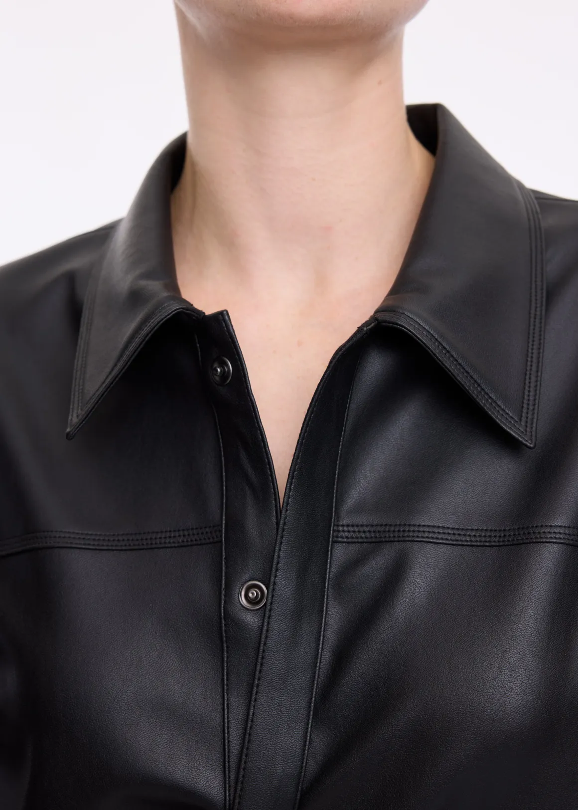 VANILIA Faux leather shirt Zwart Cheap