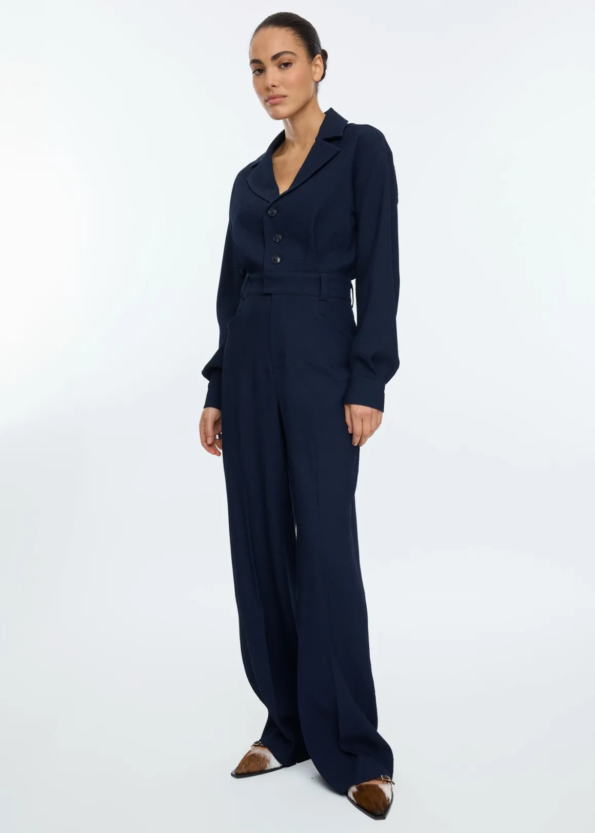 VANILIA Lapel waffle jumpsuit SkyCaptain Cheap