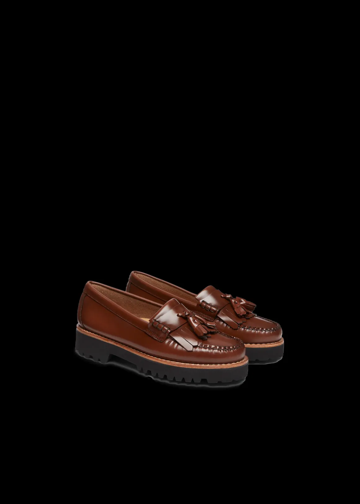 VANILIA Leren platform loafers Cognaclthr Outlet