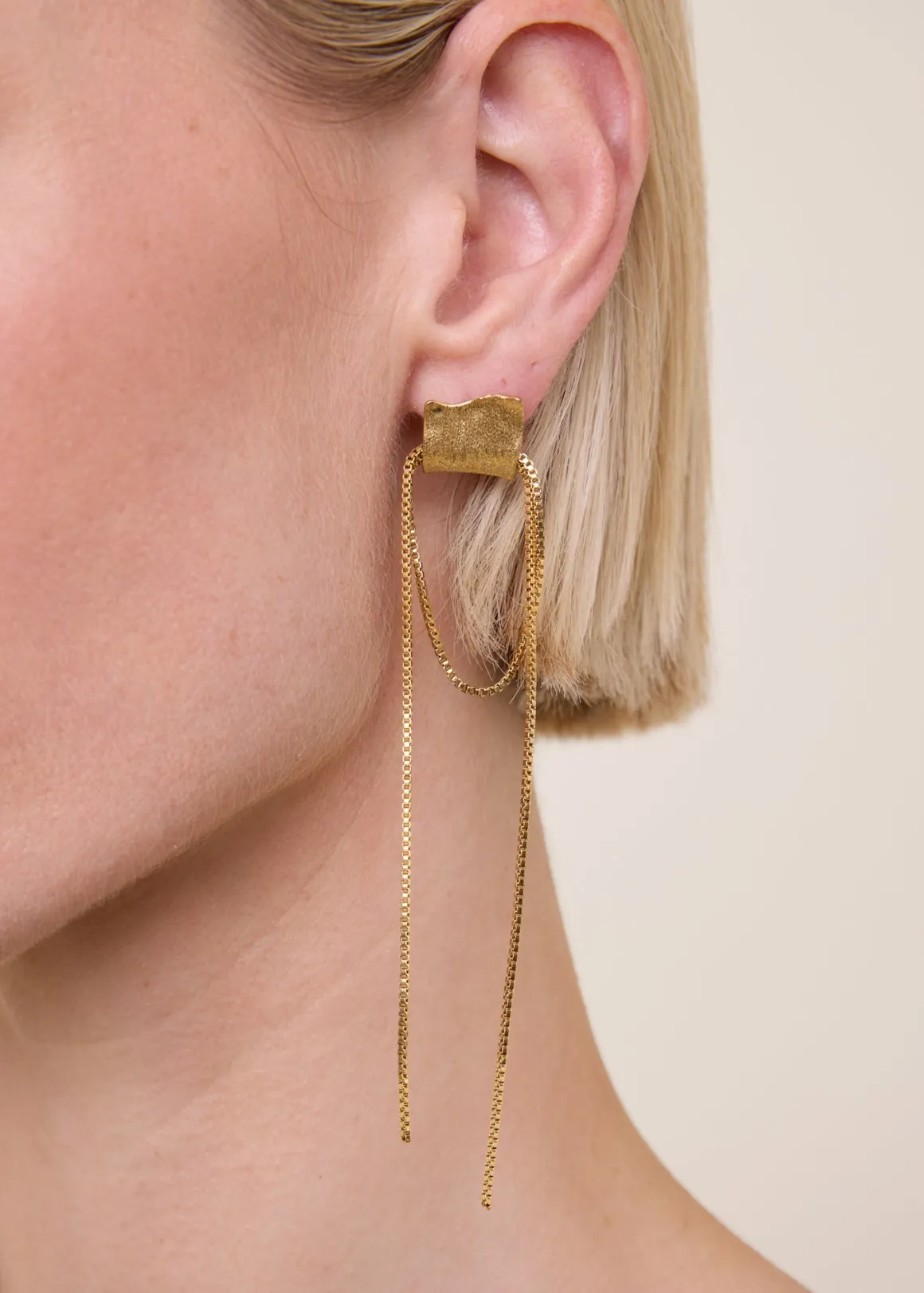 VANILIA Long organic plated earring Gold New