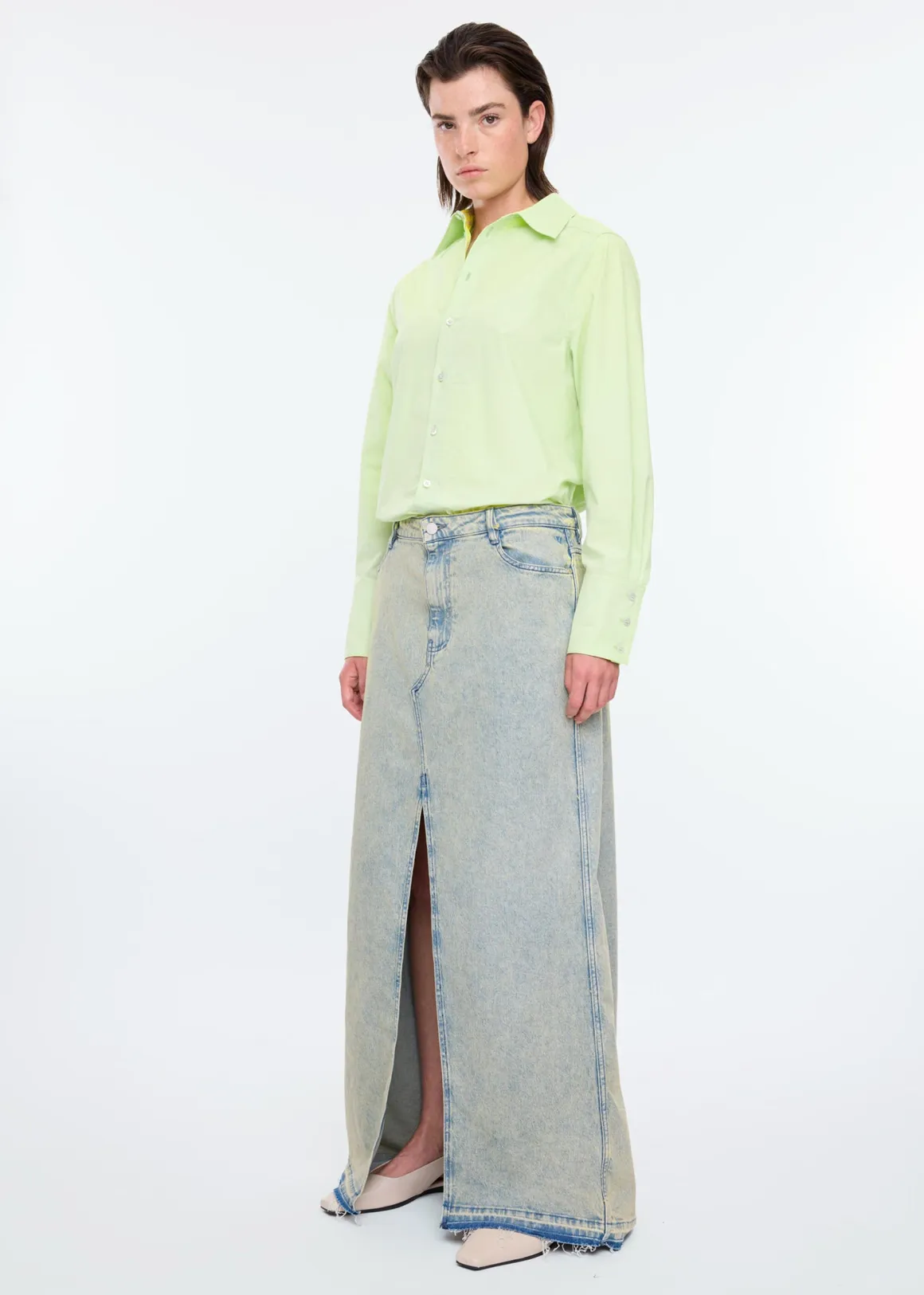 VANILIA Long tinted denim skirt Icewash Fashion