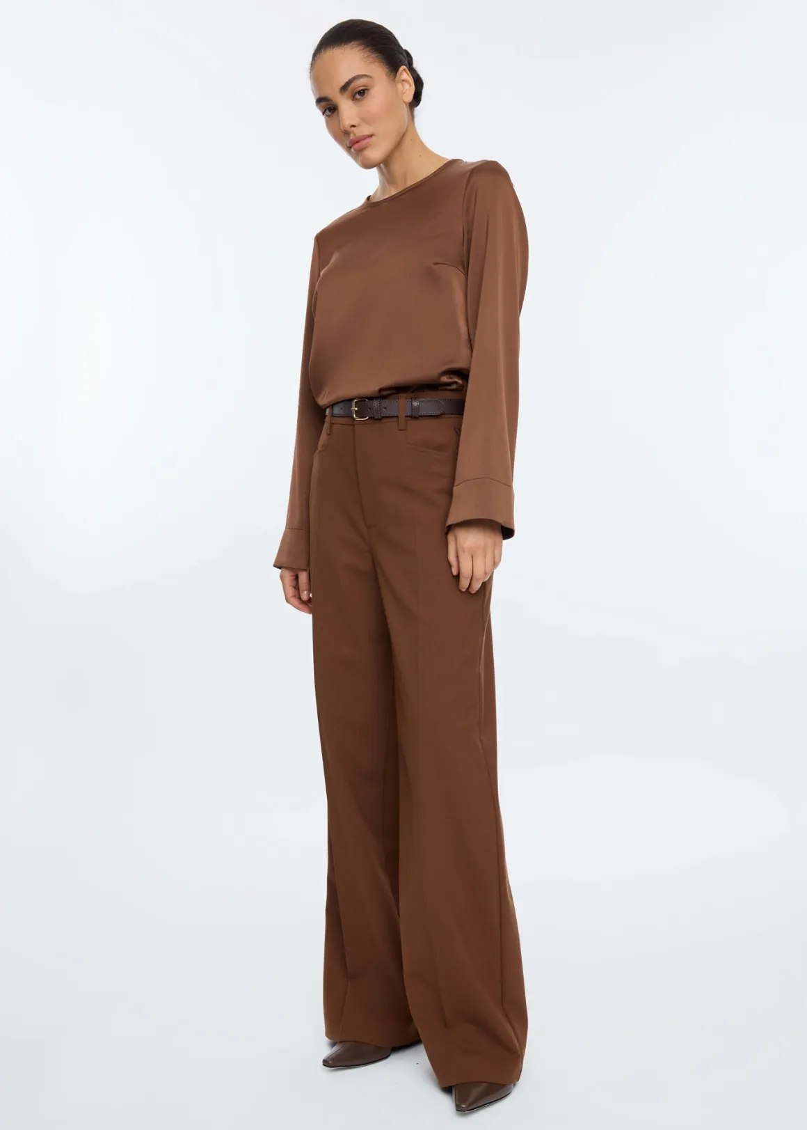 VANILIA Round neck top Pineconebrown Best Sale