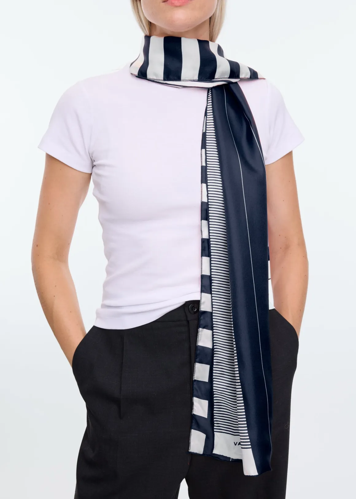 VANILIA Stripe scarf vari long intenseblue Cheap