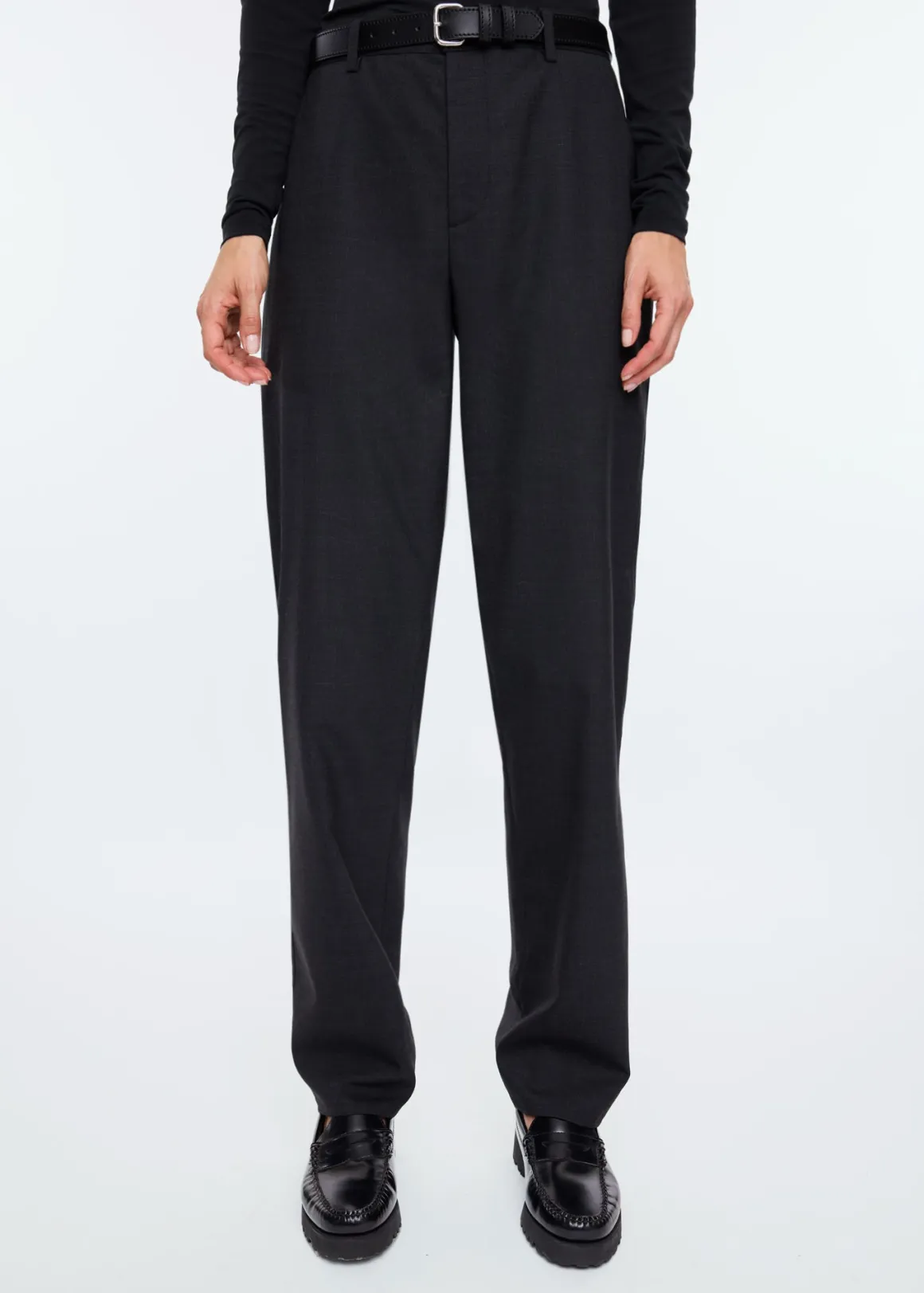 VANILIA Tapered wool trousers AntraMelange Flash Sale