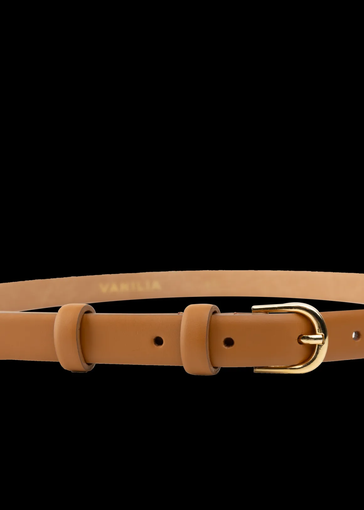 VANILIA Thin leather belt Camel New