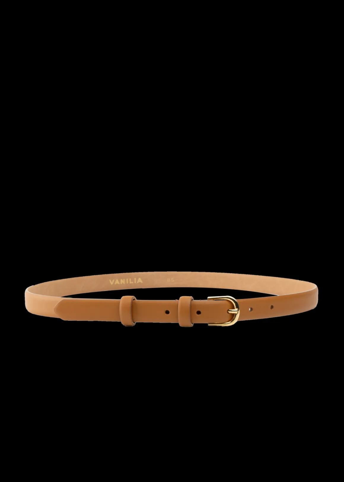 VANILIA Thin leather belt Camel New