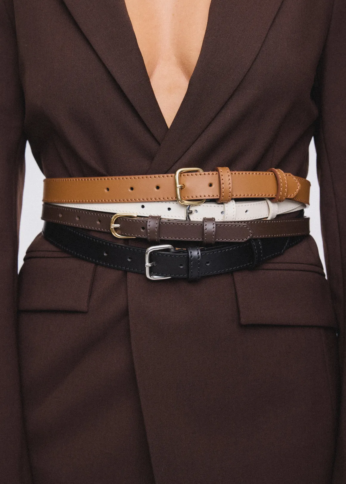 VANILIA Thin leather belt OffWhite Outlet